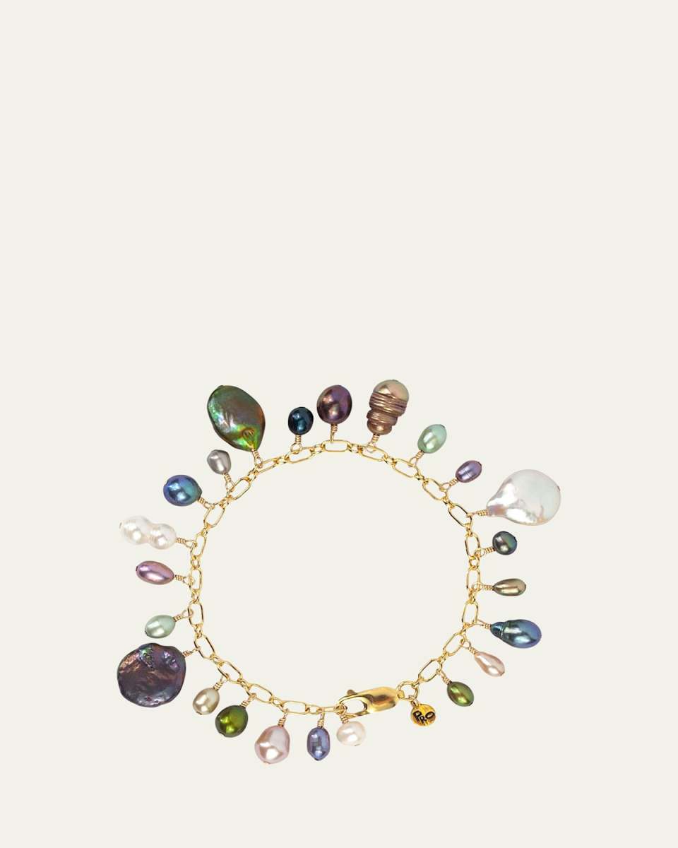 14K Gold Fill Multi Compost Bracelet With Pearls, 7"